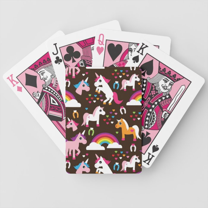 unicorn rainbow kids background horse bicycle card decks