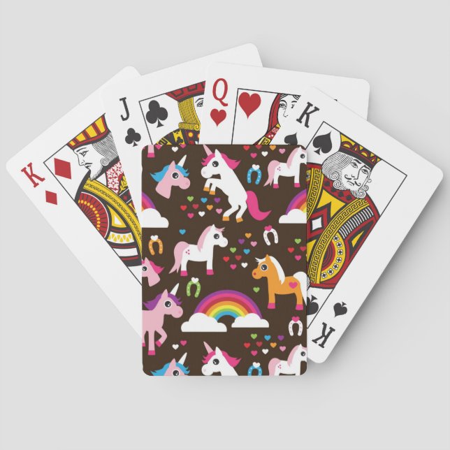 unicorn rainbow kids background horse poker cards (Back)