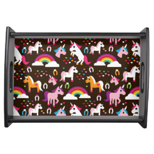 unicorn rainbow kids background horse serving tray