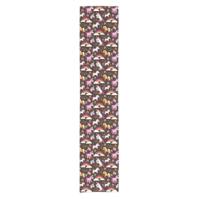 unicorn rainbow kids background horse short table runner (Front)