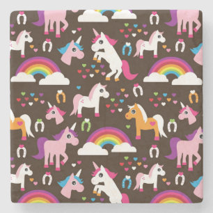 unicorn rainbow kids background horse stone coaster