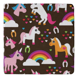 unicorn rainbow kids background horse trivet