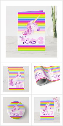 Unicorn rainbow kids birthday party
