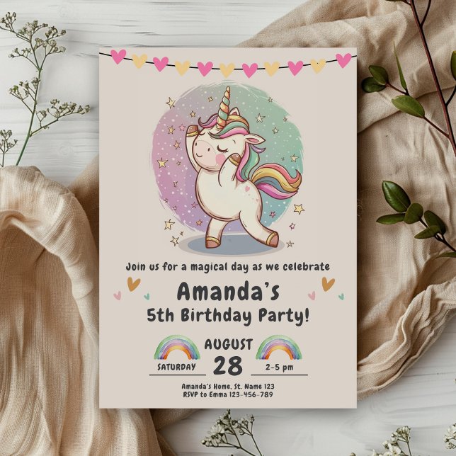 Unicorn Rainbow Magic Birthday Party Invitation (Creator Uploaded)