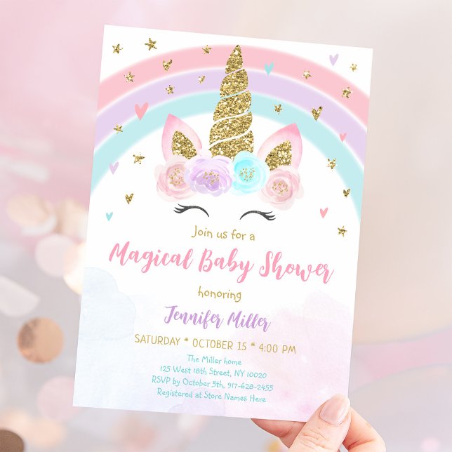Unicorn Rainbow Magical Baby Shower Invitation (Creator Uploaded)