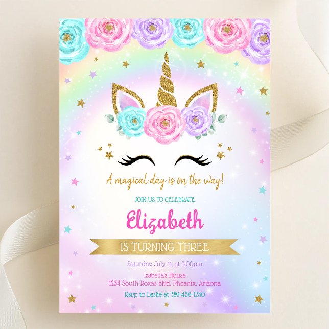 Unicorn Rainbow Magical Birthday Invitation (Creator Uploaded)