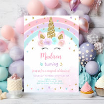 Unicorn Rainbow Magical Birthday Invitation