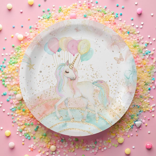Unicorn Rainbow Magical Birthday Paper Plates (Creator Uploaded)