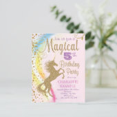 Unicorn Rainbow Magical Birthday Party Invitations (Standing Front)