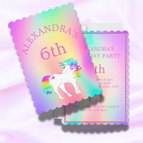 Unicorn Rainbow Magical Colorful Cute Birthday Invitation