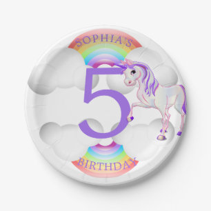 Unicorn Rainbow Magical Cute Age Birthday Paper Plates