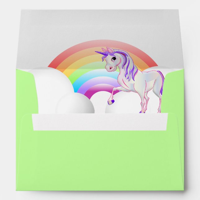 Unicorn Rainbow Magical Cute Personal Birthday Envelope (Back (Bottom))