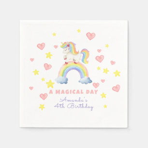 Unicorn Rainbow Magical Day Birthday Napkins