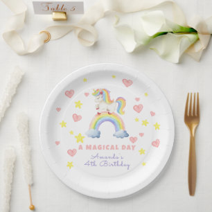 Unicorn Rainbow Magical Day Birthday Paper Plates