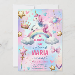 Unicorn Rainbow Magical day Birthday Party Invitation