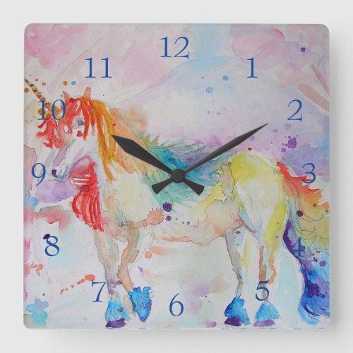 Unicorn Rainbow Magical Girls Childrens Room Clock