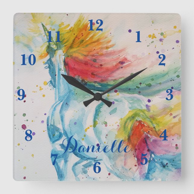 Unicorn Rainbow Magical Girls Childrens Room Clock (Front)