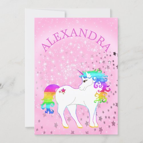Unicorn Rainbow Magical Pink Cute  Birthday Invitation