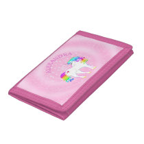 Unicorn Rainbow Magical Pink Cute Customized Trifold Wallet Unicorn Rainbow Magical Pink Cute Customized Trifold Wallet