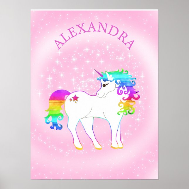 Unicorn Rainbow Magical Pink Cute   Poster (Front)