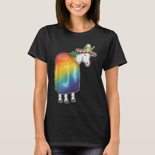 Unicorn Rainbow Mexican hat T_Shirt