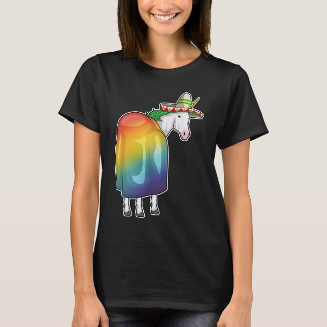 Unicorn Rainbow Mexican hat T-Shirt (Front)