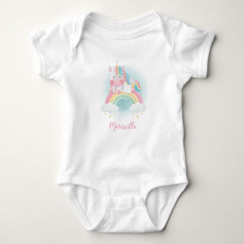Unicorn Rainbow Name Personalized Baby Bodysuit