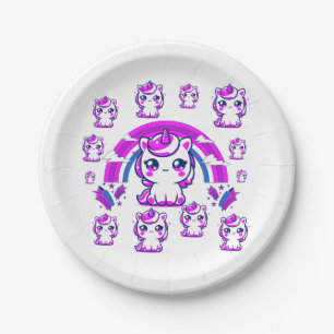 Unicorn Rainbow Paper Plates Girls Birthtday