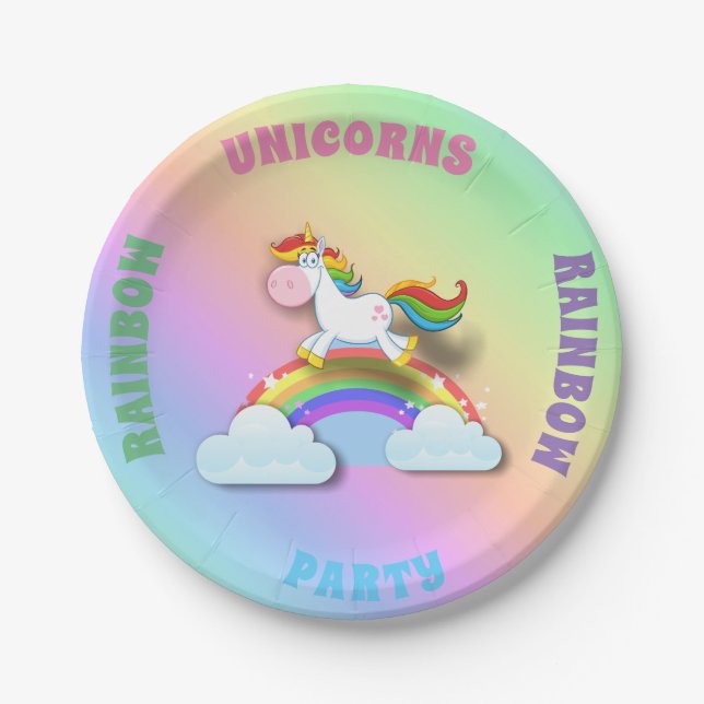 Unicorn Rainbow Party Plate (Front)