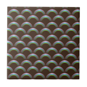 Unicorn Rainbow Pastel Colors Dark Brown Magic Ceramic Tile