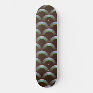 Unicorn Rainbow Pastel Colors Dark Brown Magic Skateboard