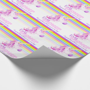 Unicorn rainbow personalized baby shower wrapping paper