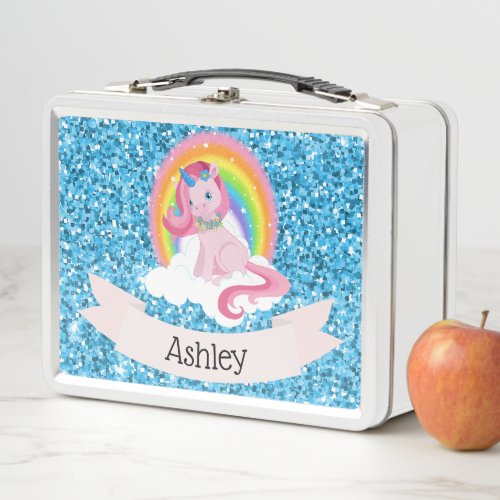 Unicorn  Rainbow Personalized Metal Lunch Box