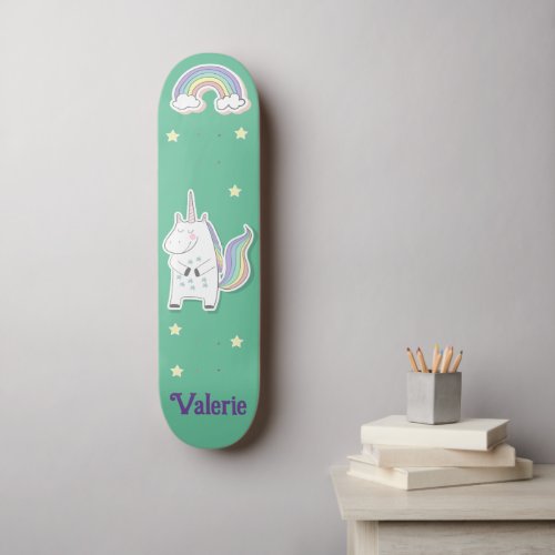 Unicorn Rainbow Personalized Skateboard