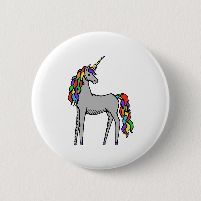 Unicorn Rainbow Pinback Button (Front)