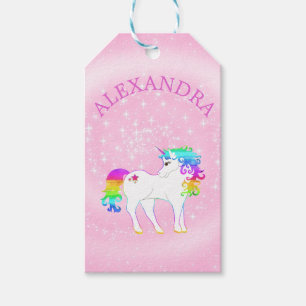 Unicorn Rainbow Pink Cute Birthday Gift Tags