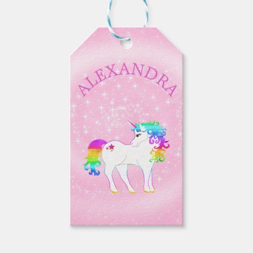 Unicorn Rainbow Pink Cute  Birthday Gift Tags