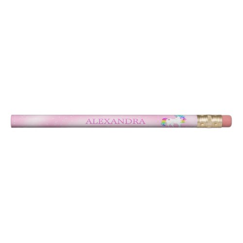 Unicorn Rainbow Pink Cute Customized Pencil