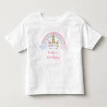 Unicorn Rainbow Pink Gold 1st Birthday Toddler T-shirt