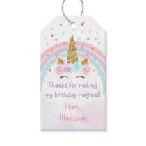 Unicorn Rainbow Pink Gold Birthday Magical Gift Tags