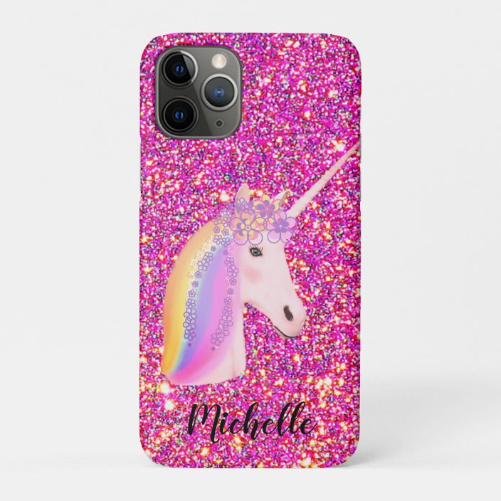 Unicorn Rainbow Pink Gold Glitter Sparkle Custom Case Mate