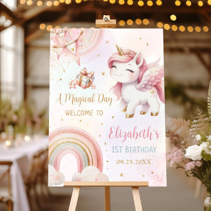 Unicorn Rainbow Pink Gold Pastel Birthday Foam Board
