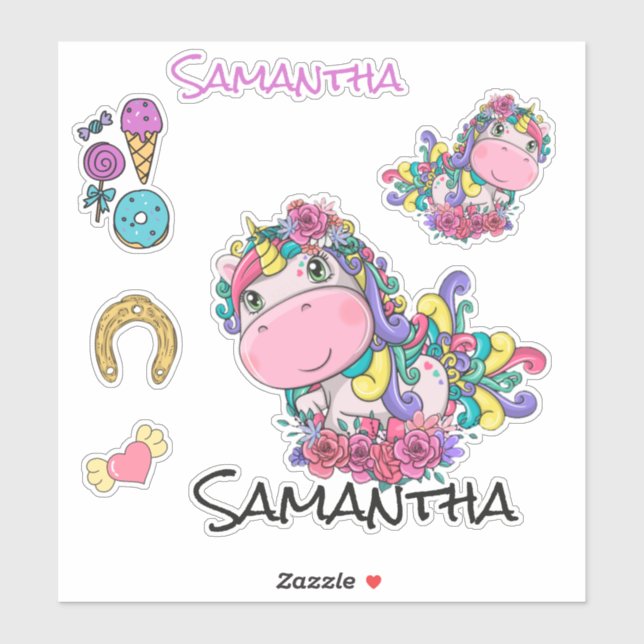 Unicorn Rainbow Pink  Sticker (Sheet)