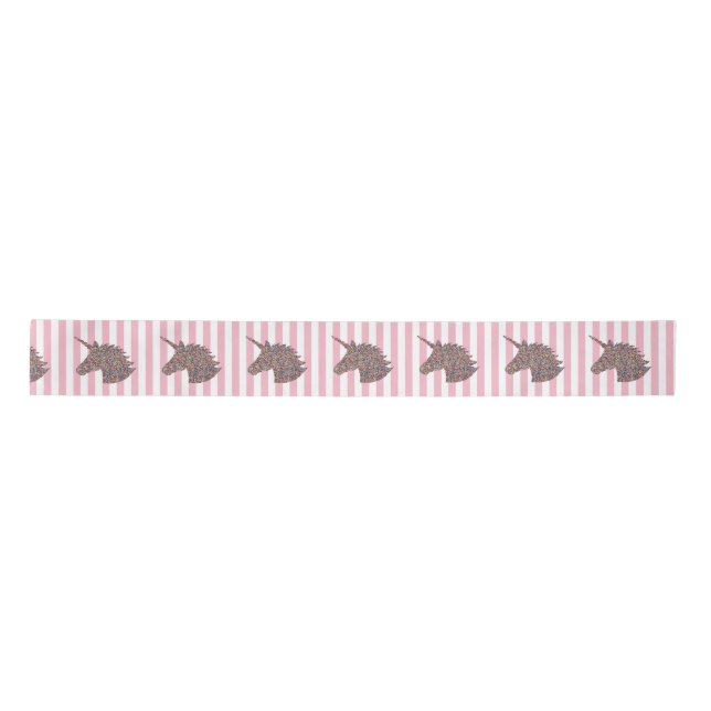 Unicorn Rainbow Pink Stripe Ribbon (Front)