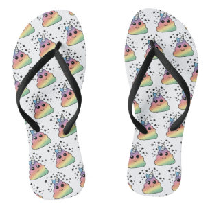 Unicorn Rainbow Poop Emoji Flip Flops