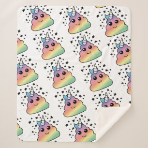 Unicorn Rainbow Poop Emoji Kawaii Sherpa Blanket