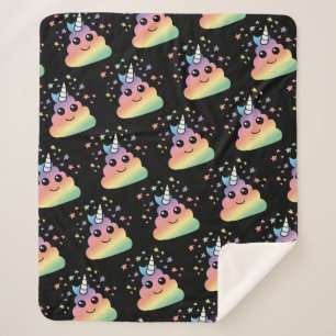 Unicorn Rainbow Poop Emoji Kawaii Sherpa Blanket
