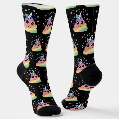 Unicorn Rainbow Poop Emoji Kawaii Socks