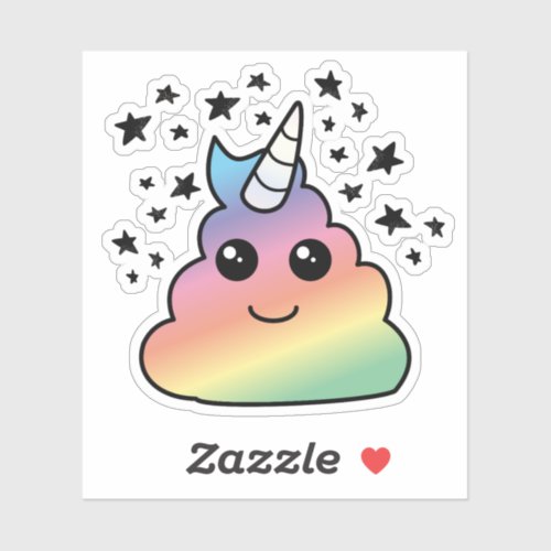 Unicorn Rainbow Poop Emoji Kawaii Sticker