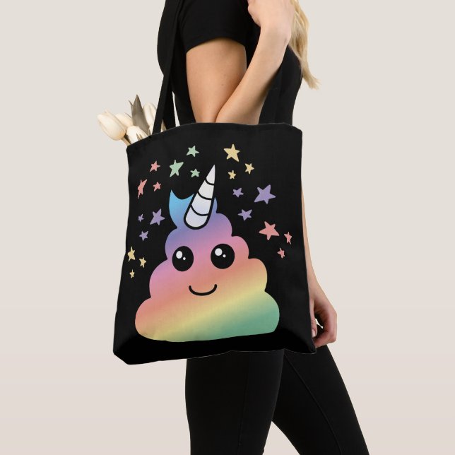 Unicorn Rainbow Poop Emoji Kawaii Tote Bag (Close Up)